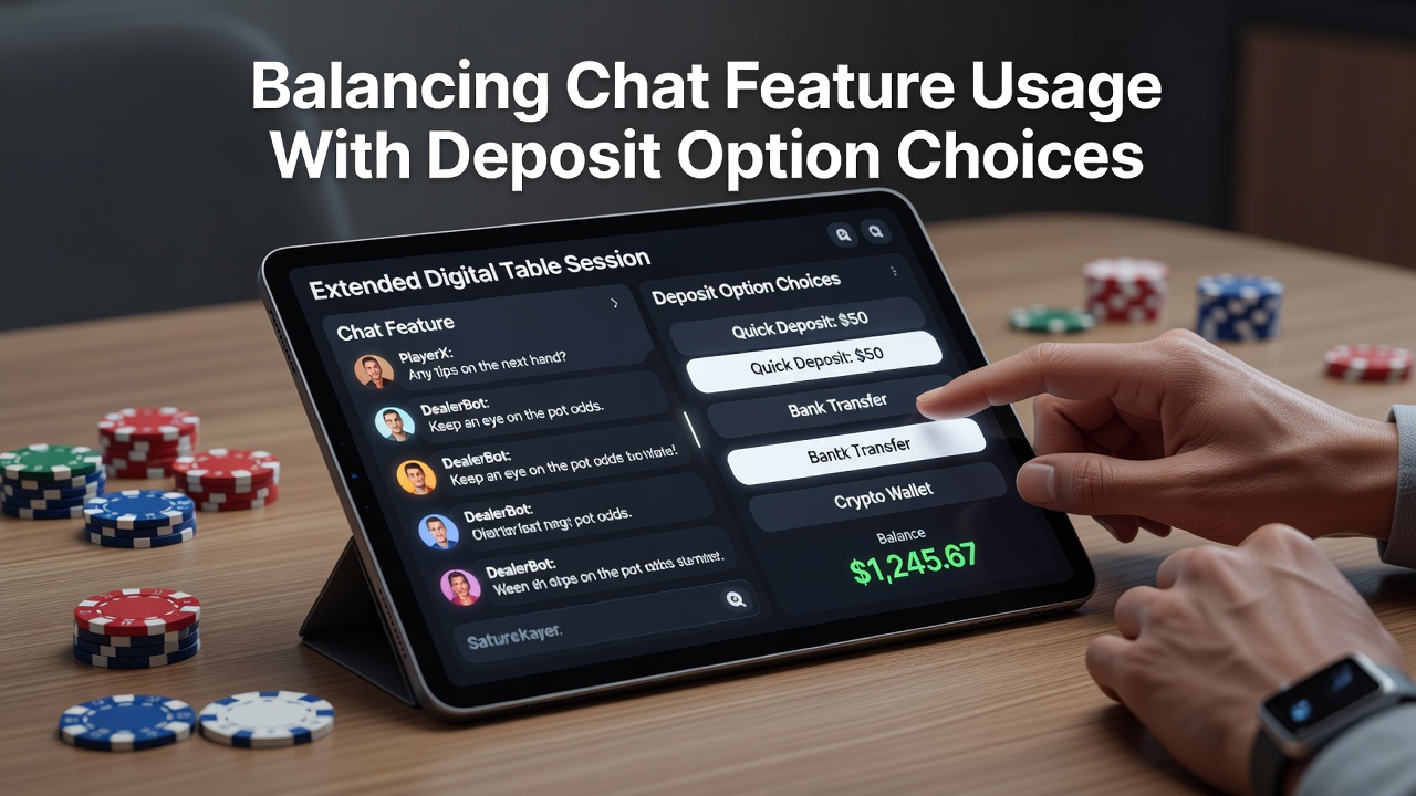 Players engaged in digital table sessions using chat features alongside deposit management tools