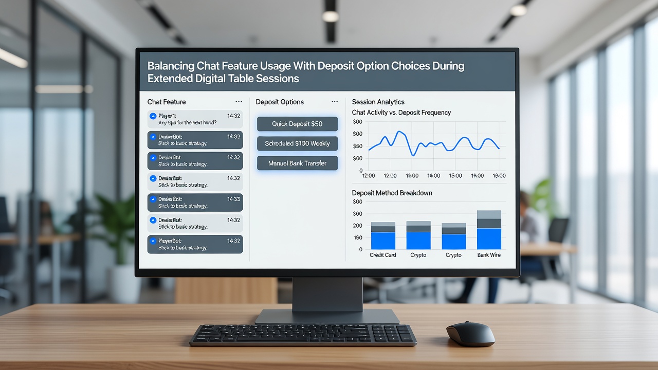 Extended digital table session showing integrated chat and deposit management interface