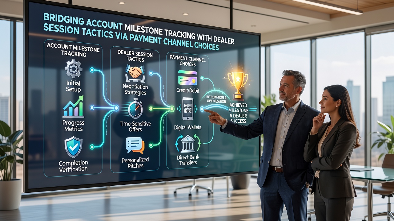 Diagram showing payment channel options linked to live dealer session flow and milestone progress