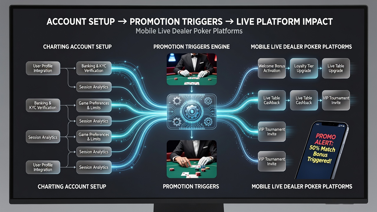Live dealer poker session on mobile with active promotion notifications