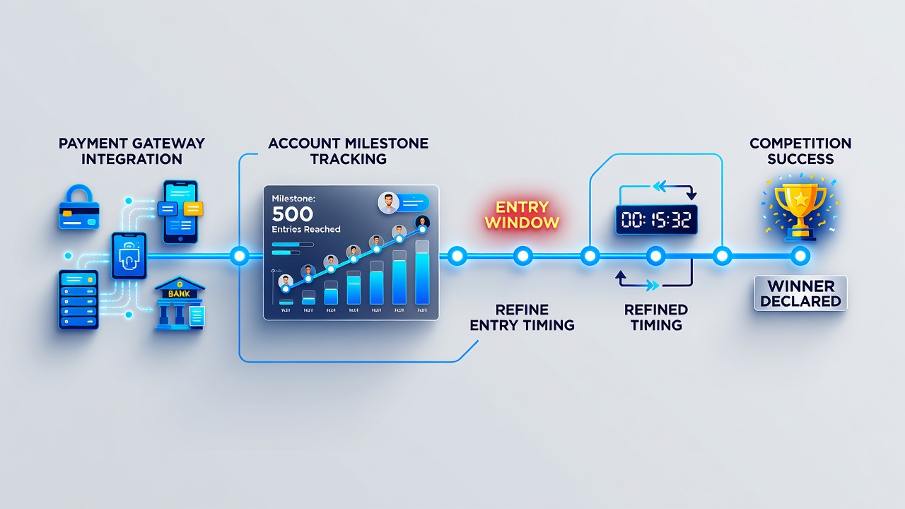 Payment gateway dashboard showing integrated milestone tracking for mobile poker entries
