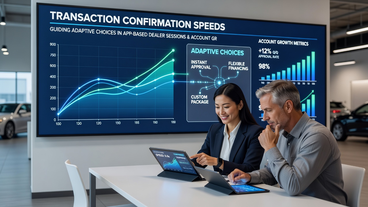 Analytics dashboard displaying account balance growth alongside transaction confirmation metrics over multiple sessions